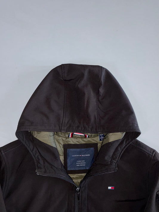Tommy Hilfiger | Water & Wind Resistant Hooded Bomber Jacket | Dark Brown (XL)