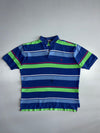 Polo Ralph Lauren Vintage Multistripe Polo T-Shirt | Red Pony Logo | Navy/Green/Blue (XL)