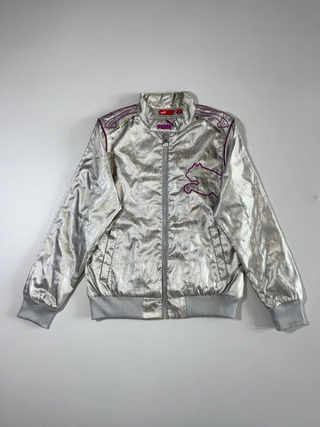Puma Silver Metallic Zip-Up Track Jacket  (XS)