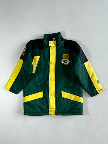 Vintage 90s Mighty-Mac NFL Green Bay Packers Padded Stadium Jacket – Green/Yellow (L)