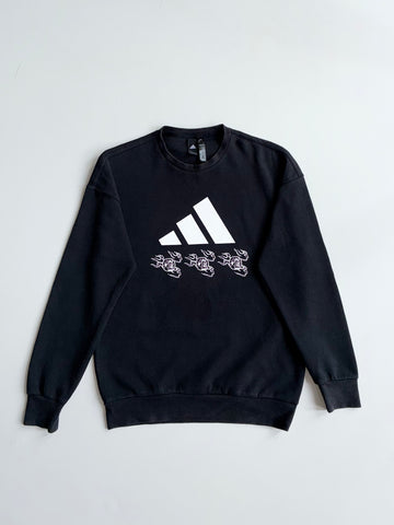Adidas Black Big Logo Graphic Crewneck Sweatshirt | Size (M)