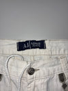 Armani Jeans White Linen Trousers Camo Pocket Trim (W:35) (L:41)