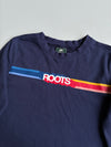 Roots Kids Navy Retro Stripe Logo Crewneck Sweatshirt (S)