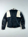 Vintage 80s Hein Gericke Navy & Cream Leather Motorcycle Jacket with Belt (S)