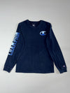 Champion | Navy Sleeve-Print Long Sleeve Tee  (XS)