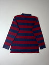 Vintage Polo by Ralph Lauren Navy & Burgundy Striped Long Sleeve Rugby Polo (L)