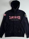 Roots Vancouver Canada Embroidered Zip Hoodie Black Canadian flag patch (XL)