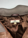 Vintage CKS Brown Leather Rib Knit Collar Bomber Jacket (S)