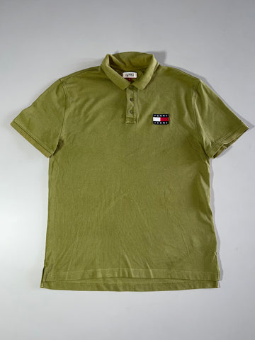 Tommy Jeans Flag Logo Polo Shirt — Olive Green (L/XL)