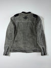 Harley-Davidson Grey Zip-Up Biker Jacket with Black Contrast Panels (M)