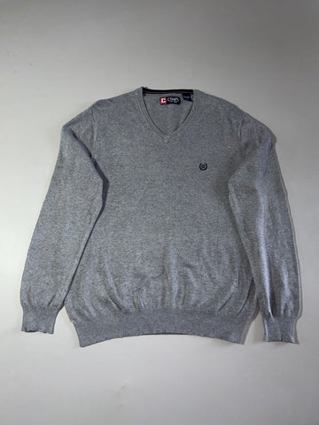 Chaps Cotton V-Neck Sweater – Heather Grey (L)