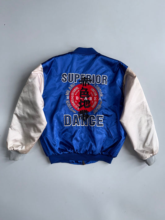 Vintage Satin Varsity Bomber Jacket Embroidered (L)