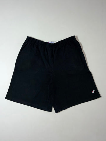 Vintage Champion Black Cotton Logo Shorts (W:34) (L:21)