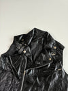 Vintage Black Faux Leather Asymmetric Zip Biker Vest Women’s(M)
