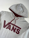 Vans Grey Classic Logo Hoodie – Maroon Print & Lined Hood (XL)