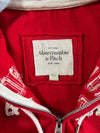 Vintage Abercrombie And Fitch Red Spellout Zip-Up Hoodie (XS)
