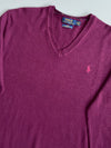 Polo Ralph Lauren Burgundy V-Neck Merino Wool Sweater – Slim Fit (M)