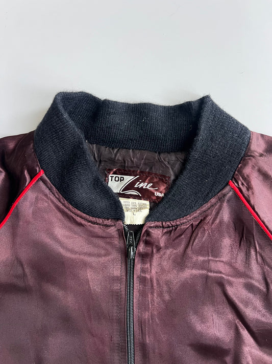 McDonnell Douglas T-45A Goshawk Military Aviation Embroidered Back Patch Acetate Satin Bomber Jacket Burgundy (XL)