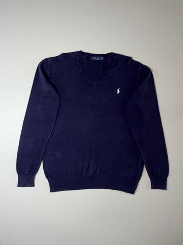 Polo Ralph Lauren | Navy V-Neck Knit Sweater | (L)
