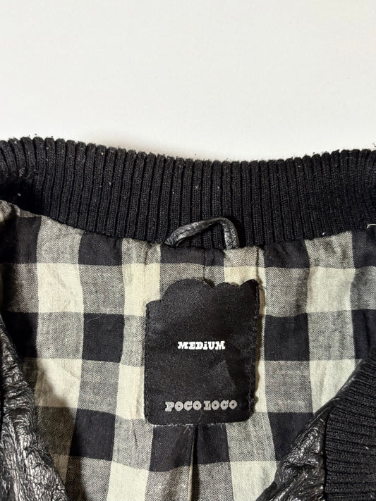 Vintage Poco Loco Black Leather Bomber Jacket (M)