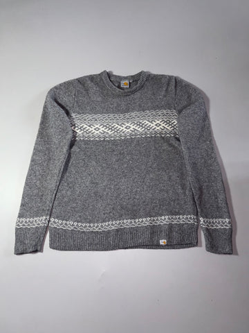 Carhartt Grey Nordic Pattern Knit Crewneck Sweater (M/L)