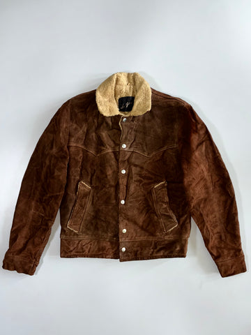 Vintage Le Givre Brown Suede Sherpa-Lined Western Rancher Jacket (Furr Inside) (M)