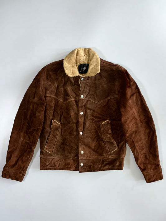 Vintage Le Givre Brown Suede Sherpa-Lined Western Rancher Jacket (Furr Inside) (M)