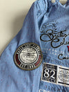 Soccx Blue Embroidered Canada Patch Button-Up Shirt (M)