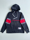 Champion Black & Red Half Zip Hoodie – Taped Sleeves – 1919 Patch – (S/M)