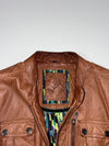Amaze Brown Leather Multi-Pocket Bomber Jacket (S)