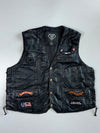 Vintage Genuine Leather Biker Vest with “Live To Ride” Eagle Patch & USA Moto Badges (XL)