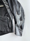 Yamaha Motor Official Genuine Leather Biker Jacket with 3M Scotchlite Reflective Silver Flame Graphic Extremely RARE  (M/L)