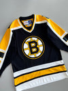 CCM NHL Official Licensed Boston Bruins Classic Black Gold White Spoked-B Hockey Jersey (M)