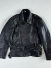 Vintage Black Quilted-Shoulder Belted Biker Jacket (XL/2XL)