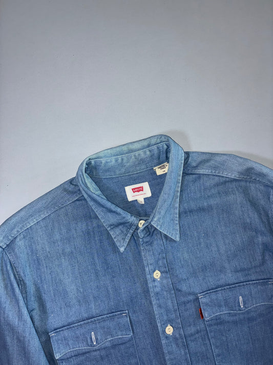 Levi's | Chambray Denim Button-Up Shirt Light Blue | (L/XL)