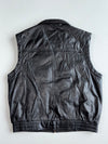 Vintage Black Leather Sleeveless Vest (XL)