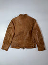 Artica Italy Brown Leather Café Racer Jacket – Genuine Leather Zip Jacket (XL)