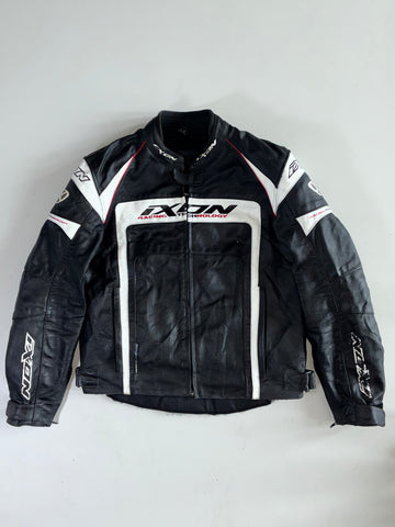 IXON Racing Technology Black & White Leather Moto Jacket Padded (L/XL)