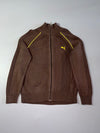 Puma Ribbed Full-Zip Knit Track Sweater – Brown (S)