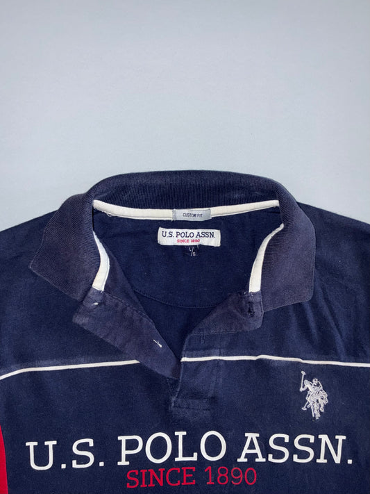U.S. Polo Assn. Since 1890 Custom Fit Colorblock Panel Polo T-Shirt  Navy/Red (L)