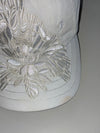 EDC by Esprit White Cap – Tonal Floral Embroidery, Leather Strap Back (Adjustable)