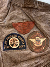 Vintage USA Service Patch Distressed Brown Leather Flight Jacket (XL)
