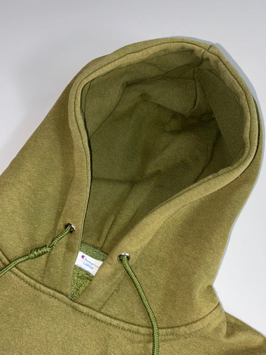 Champion Embroidered Script Logo Hoodie Olive Green (M)