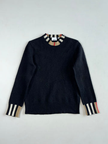Burberry Black Icon Stripe Trim Knit Sweater (XS)
