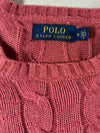 Polo Ralph Lauren Pink/Salmon Cable Knit Crewneck Sweater (M)