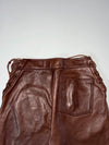 Vintage Brown Leather Side Lace Up Western Pants (W:26) (L:42)