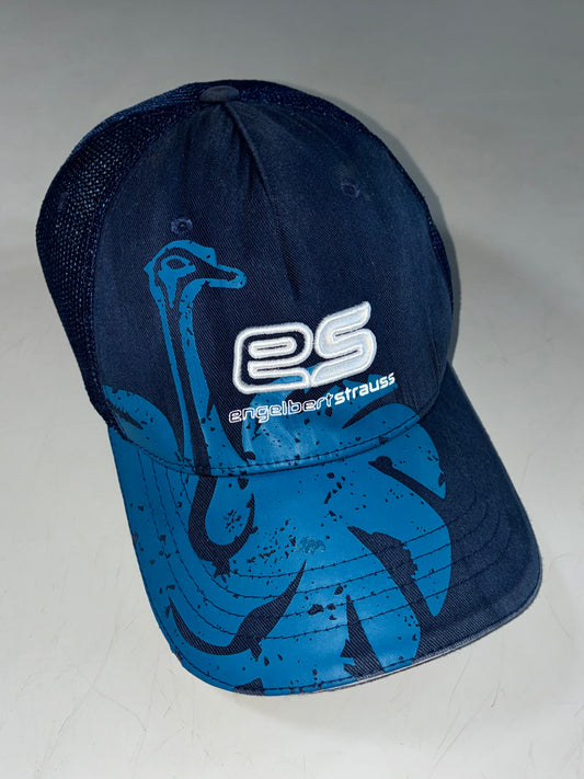 Engelbert Strauss ES Logo Navy Mesh Trucker Cap – Ostrich Graphic (59cm) (L/XL)