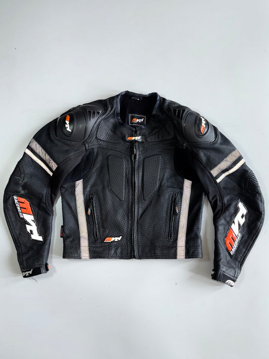 MVD Racewear Vintage Perforated Leather Motorcycle Racing Reflate Jacket (M)