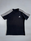 Adidas Black 3-Stripes Tee – White Shoulder Stripes & Logo (M)