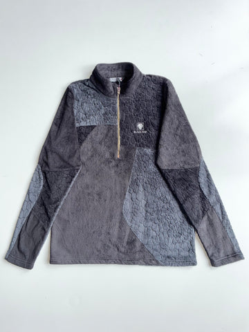 Black Yak Grey Croc Texture Patchwork Fleece Half Zip (S)